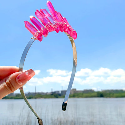 Women's Luxurious Wedding Bridal Irregular Alloy Knitting Natural Stone Hair Band