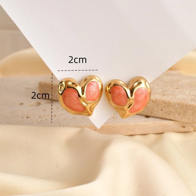 1 Pair Princess Romantic Heart Shape 304 Stainless Steel Ear Studs