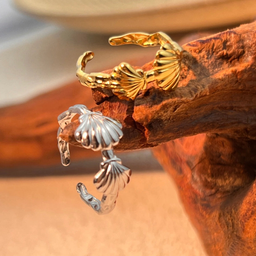 Jewelry Casual Shell 304 Stainless Steel 18K Gold Plated Plating Open Rings
