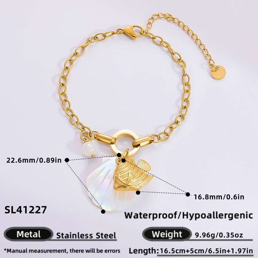 IG Style Sweet Heart Shape 304 Stainless Steel 18K Gold Plated Bracelets In Bulk