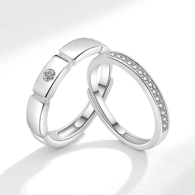 New cube sugar fall in love couple ring personality paper short love long men and women zircon open couple ring