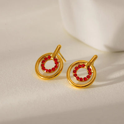 1 Pair Elegant Geometric 304 Stainless Steel Zircon Ear Studs