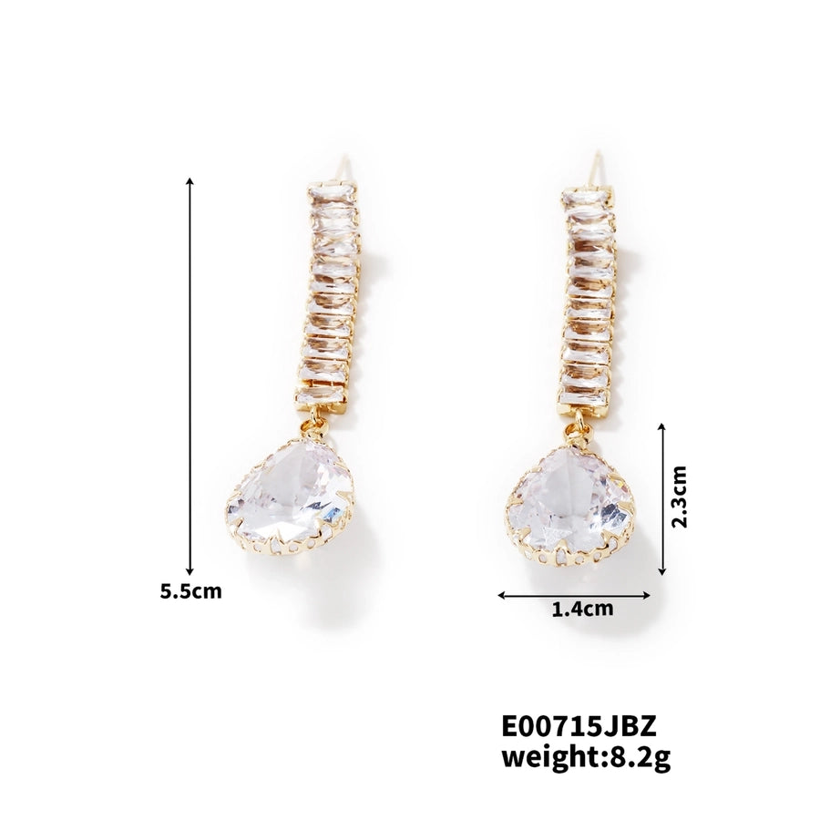 1 Pair Elegant Simple Style Streetwear Water Droplets Inlay Copper Zircon K Gold Plated Rhodium Plated Drop Earrings