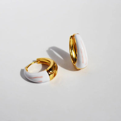 1 Pair Simple Style Circle Enamel Brass 24K Gold Plated Earrings
