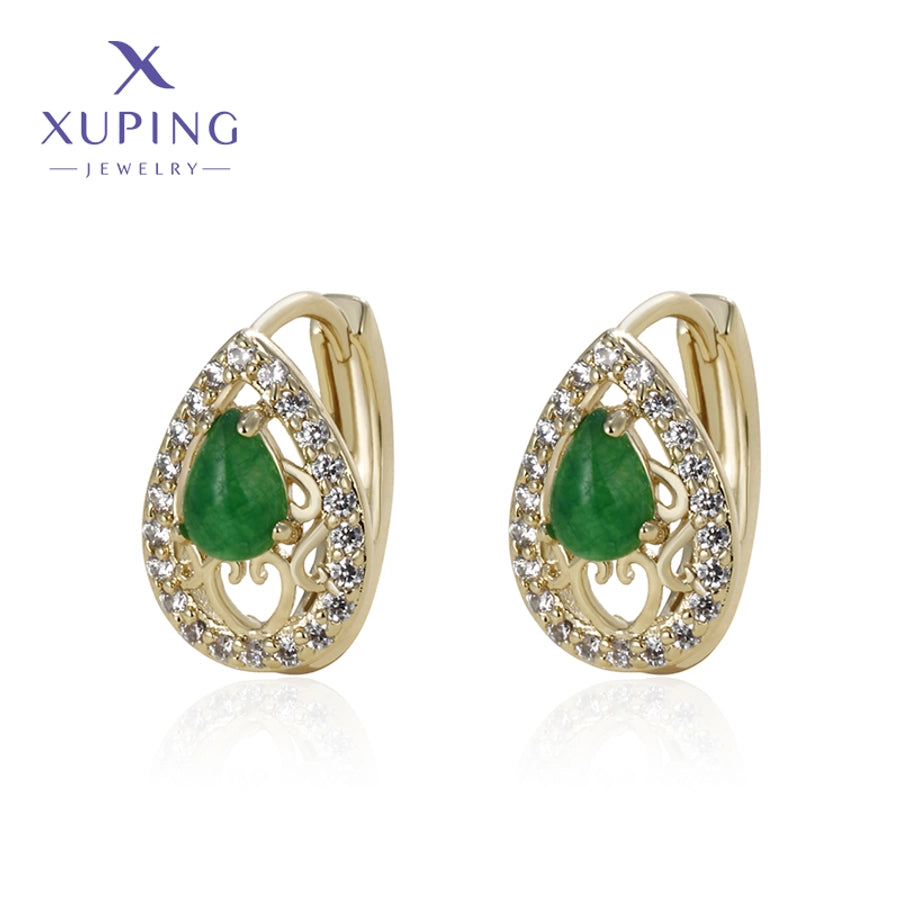 1 Pair Elegant Retro Geometric Plating Copper Artificial Gemstones 18K Gold Plated Earrings