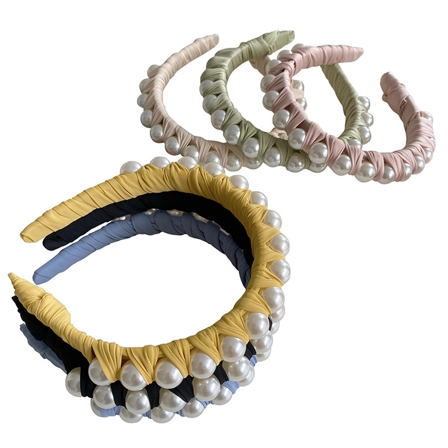 korean winding pearl woven headband