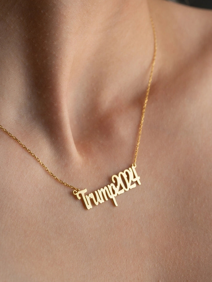 Jewelry Retro Funny Novelty Donald Trump Letter 316 Stainless Steel  Pendant Necklace