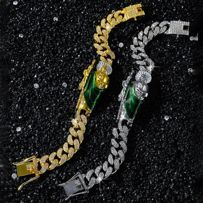Hip-Hop Human Rhinestones Zinc alloy Cuban Link Chain Curb Chain Chain & Link Bracelets