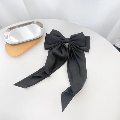 retro simple style solid color bow knot cloth hair clip