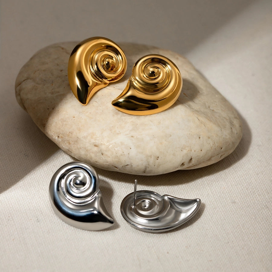 1 Pair Retro Conch 304 Stainless Steel Ear Studs