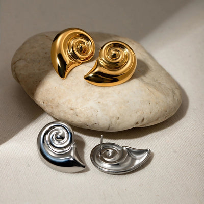 1 Pair Retro Conch 304 Stainless Steel Ear Studs