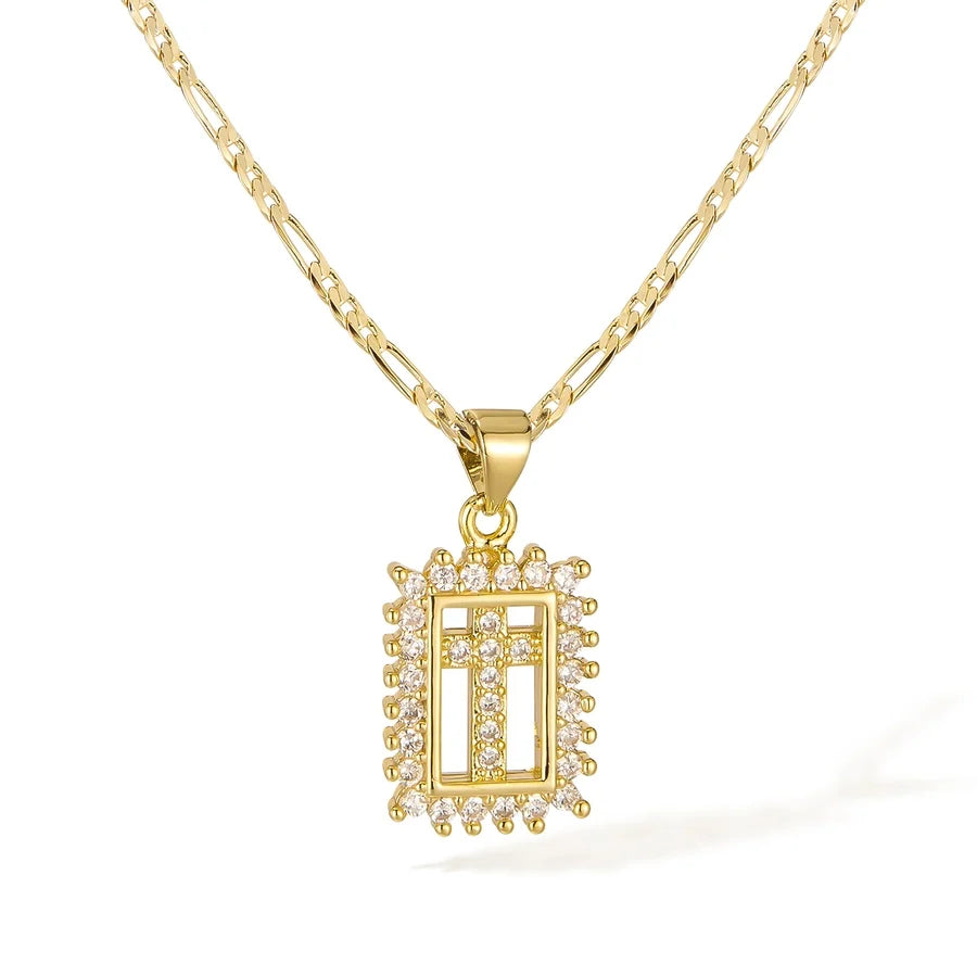 Jewelry French Style Simple Style Cross Copper 14K Gold Plated Pendant Necklace