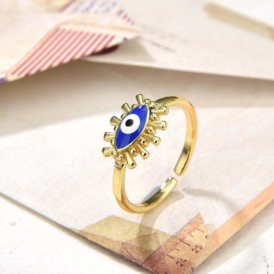 Copper Plating 18K Color Retaining Glossy Oval Eye Opening Ring