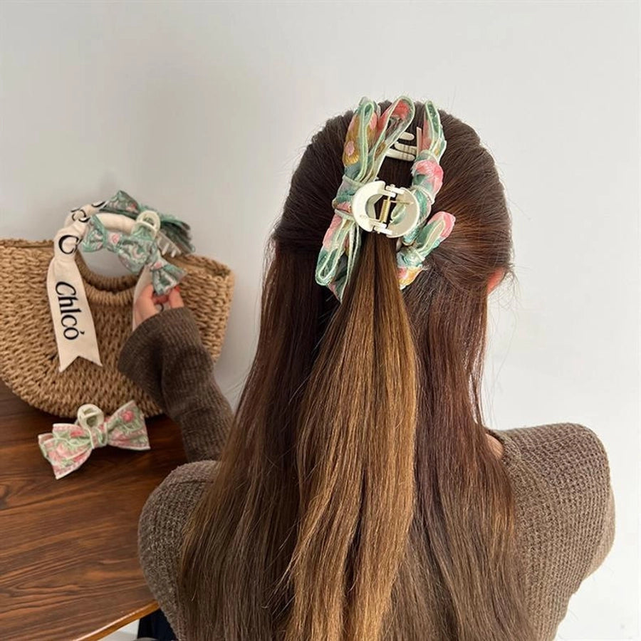 New Ethnic Style Cotton and Linen Embroidery Floral New Chinese Style Hairband Bow Hairpin Headband Wide-brimmed Hair Accessories for Women