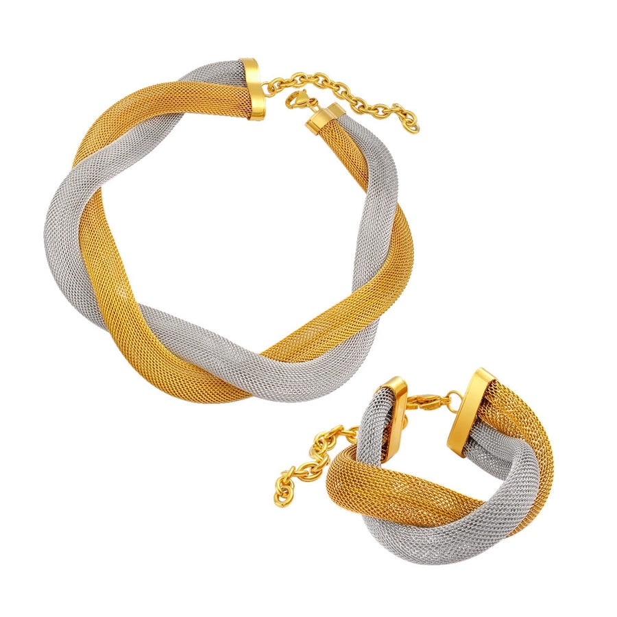 Jewelry Retro Exaggerated Geometric 304 Stainless Steel 18K Gold Plated Bracelets Necklace