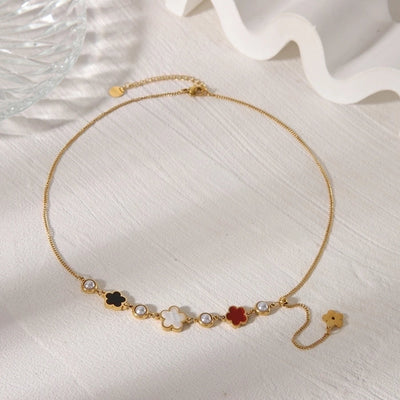 Jewelry Casual Sweet Commute Solid Color Flower 304 Stainless Steel Acrylic 18K Gold Plated Inlay Pendant Necklace