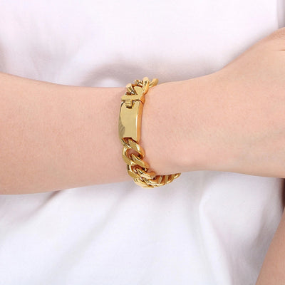 Fashion Minimalist Atmospheric Stainless Steel Cuban Link Chain Bracelet Necklace