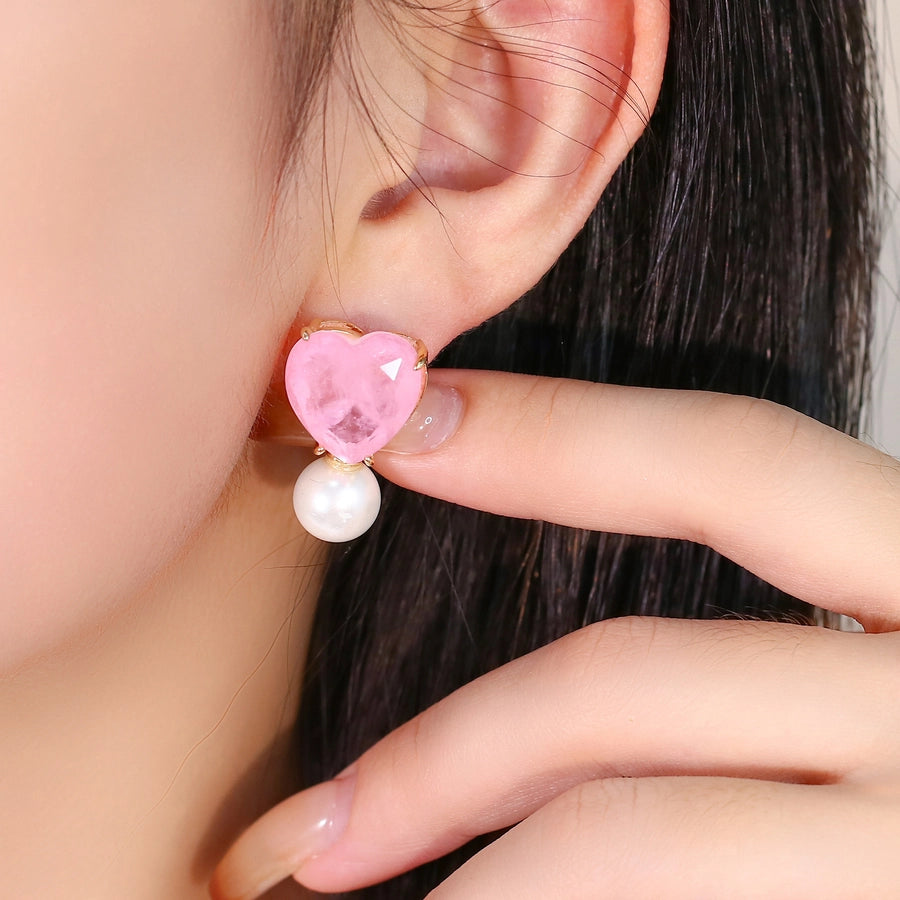 1 Pair Elegant Simple Style Heart Shape Plating Copper Drop Earrings