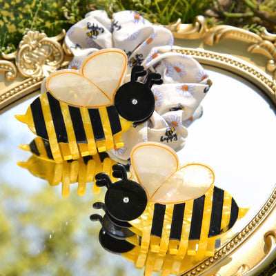 YHJ Hair Accessories  New Acetic Acid Diamond Bees Grab Clip Large Hairpin Back Hair Shark Clip Hair Grab