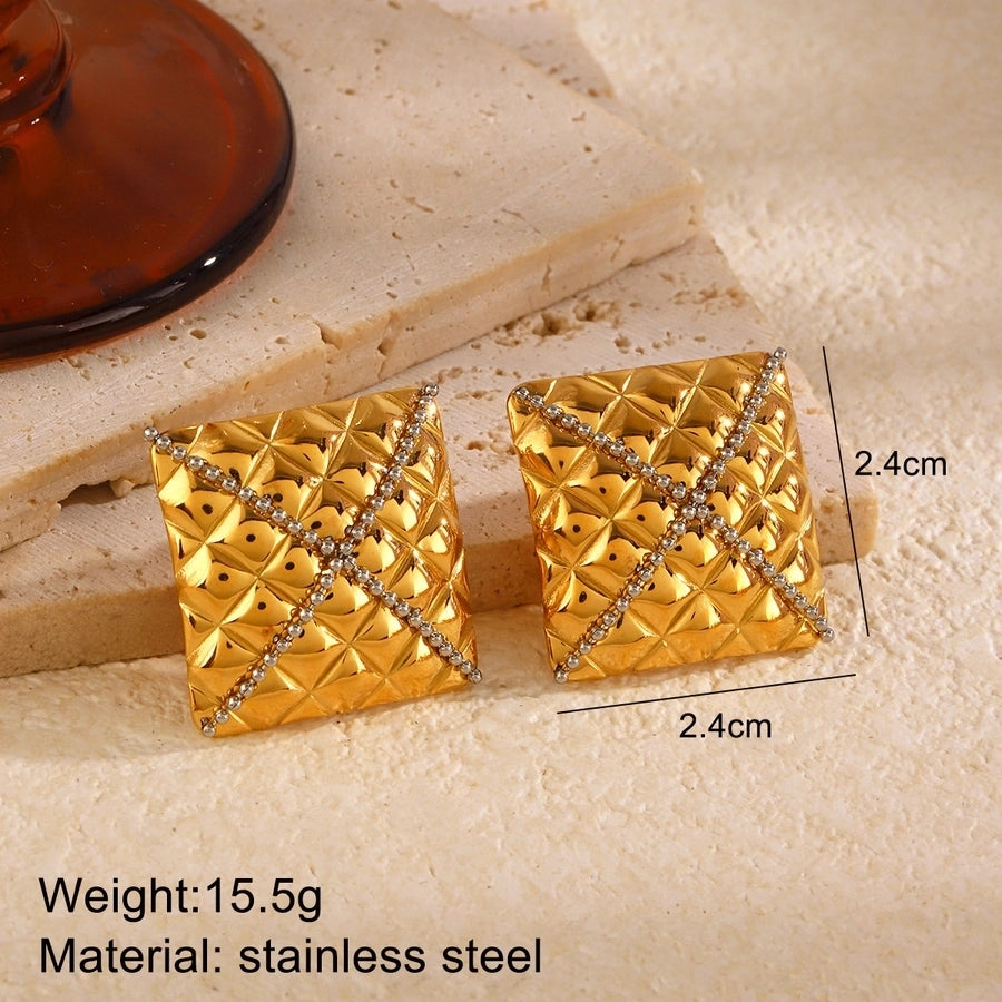 1 Pair Retro Simple Style Classic Style Geometric Heart Shape Bow Knot Plating 304 Stainless Steel Ear Studs