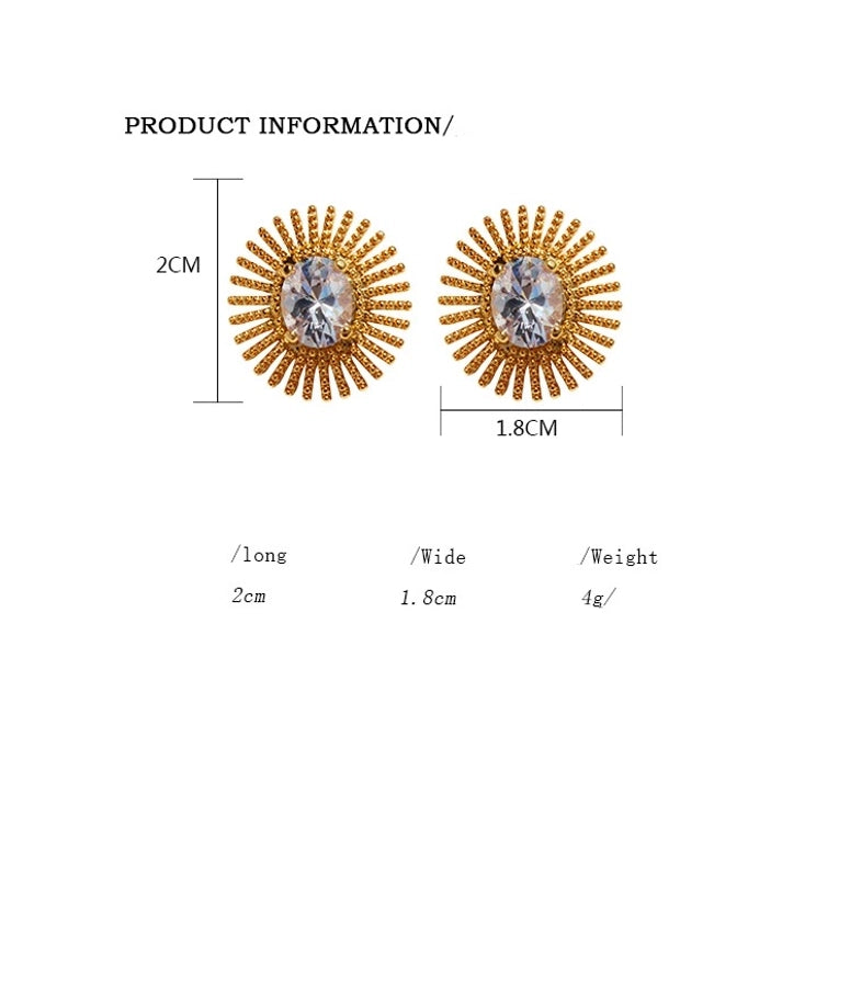 1 Pair Elegant Cute Solid Color Inlay Brass Zircon 24K Gold Plated Ear Studs