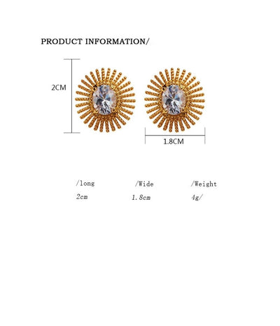 1 Pair Elegant Cute Solid Color Inlay Brass Zircon 24K Gold Plated Ear Studs
