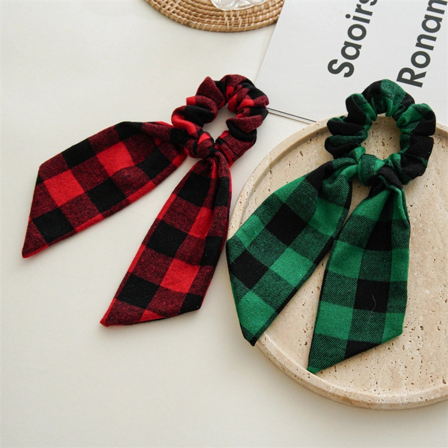 Christmas Vintage Style Women's Plaid Handmade Hair Tie