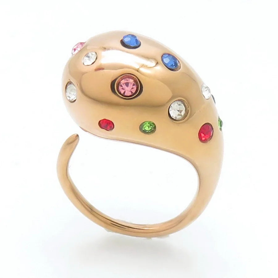 Jewelry Vintage Style Water Droplets 304 Stainless Steel 18K Gold Plated Open Rings