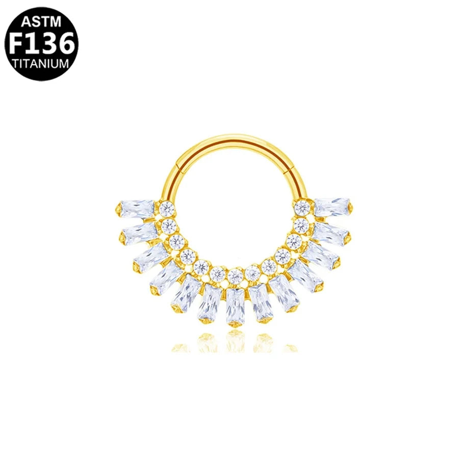 1 Piece Nose Rings & Studs Luxurious Shiny Round Pure Titanium Titanium Alloy Zircon 14K Gold Plated White Gold Plated Ear Cartilage Rings & Studs Nose Rings & Studs