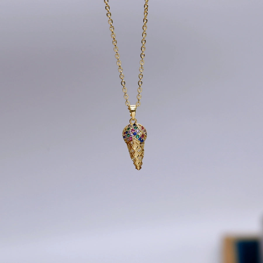 Jewelry Sweet Cone Copper Zircon 18K Gold Plated White Gold Plated Pendant Necklace