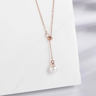 Jewelry Vintage Style Simple Style Classic Style Round 304 Stainless Steel Pearl Gold Plated Inlay Pendant Necklace