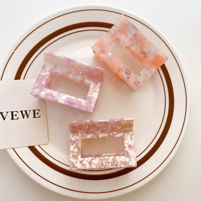 korean acetate plate hair accessories square hollow grab clip female