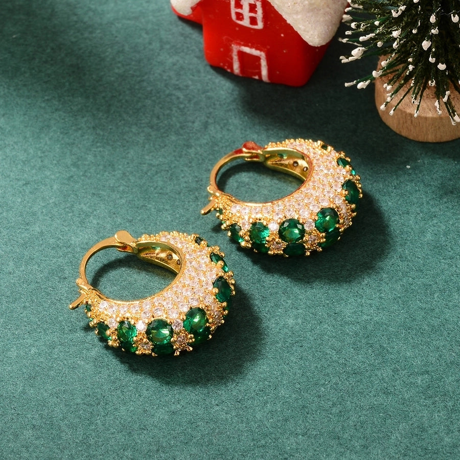 1 Pair Elegant Luxurious Geometric Plating Inlay Copper Zircon 18K Gold Plated Earrings