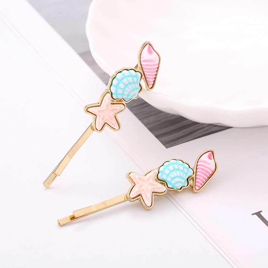 Women's Sweet Scallop Starfish Conch Alloy Plating Hair Clip