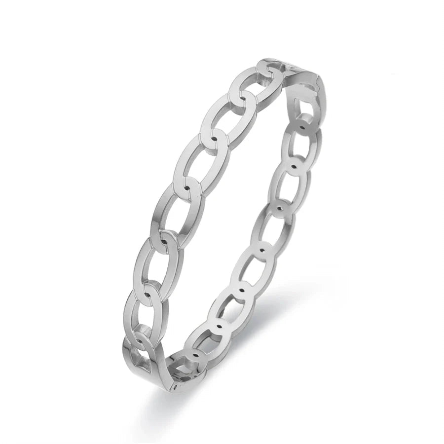 Casual Elegant Simple Style Geometric Titanium Steel Rose Gold Plated White Gold Plated Gold Plated Bangle In Bulk