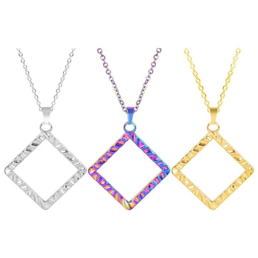 Jewelry Basic Simple Style Classic Style Square 304 Stainless Steel 18K Gold Plated Plating Pendant Necklace