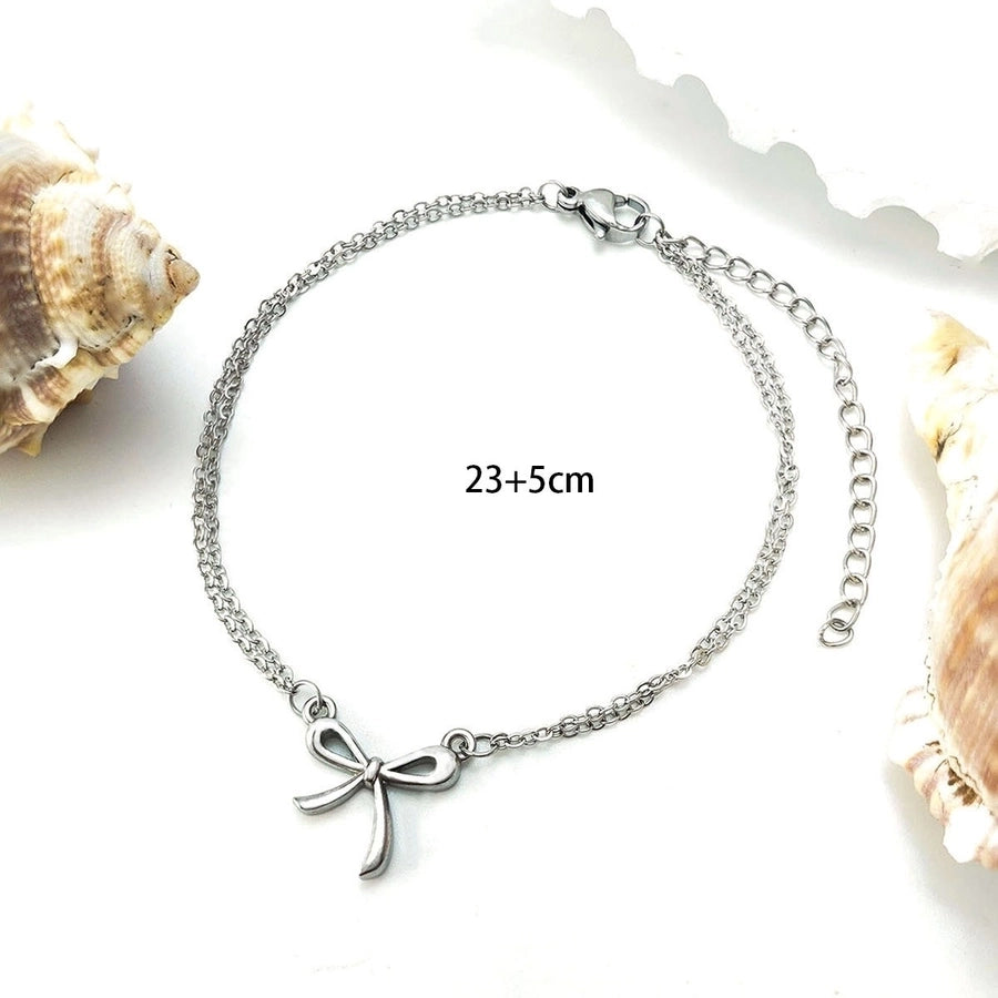 Jewelry Streetwear Bow Knot 304 Stainless Steel Plating Bracelets Anklet Necklace