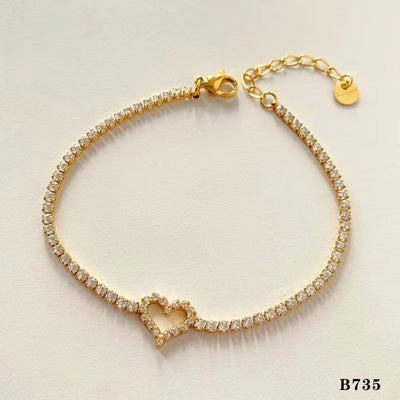 Casual Elegant Heart Shape 304 Stainless Steel 16K Gold Plated White Gold Plated Bracelets Bangle In Bulk
