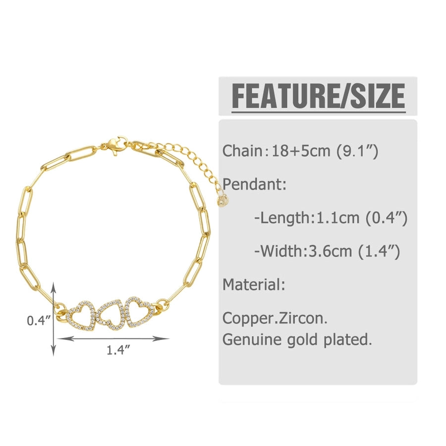 Copper 18K Gold Plated Inlay Virgin Mary Heart Shape Eye Zircon Bracelets