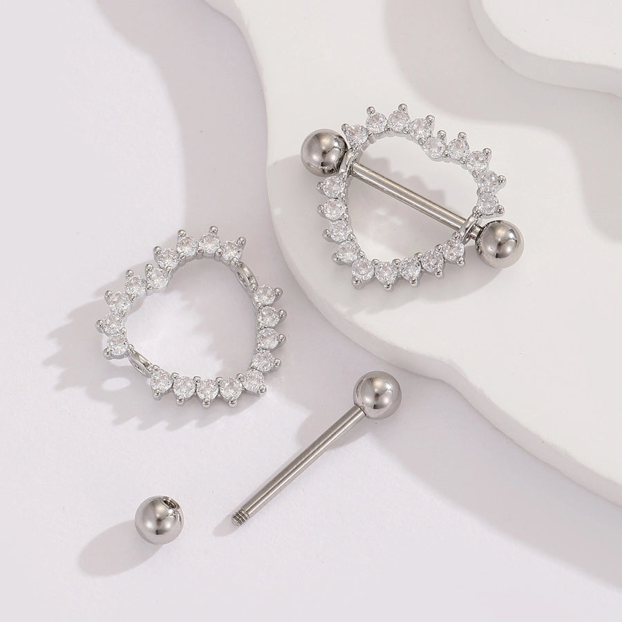 1 Pair Ear Cartilage Rings & Studs Modern Style Shiny Heart Shape 304 Stainless Steel Inlay Zircon Ear Cartilage Rings & Studs