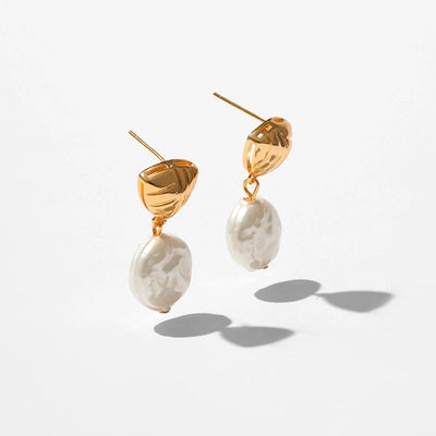 1 Piece Vintage Style Lady Wedding Pearl Inlay Copper Artificial Pearls 18K Gold Plated Drop Earrings