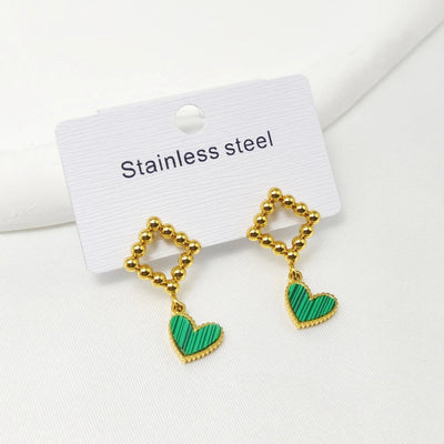 1 Pair Elegant Retro Commute Heart Shape 304 Stainless Steel 18K Gold Plated Drop Earrings