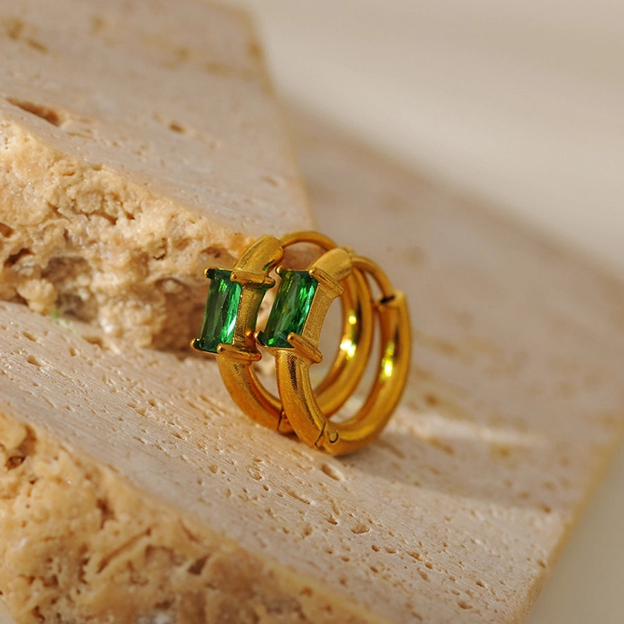 1 Pair Elegant Simple Style Classic Style Circle 304 Stainless Steel Zircon Earrings