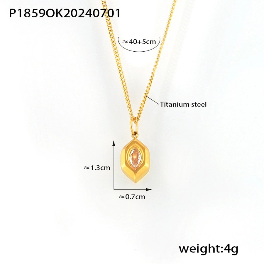 Jewelry Simple Style Korean Style Hexagon 304 Stainless Steel 18K Gold Plated Plating Pendant Necklace Necklace