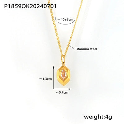 Jewelry Simple Style Korean Style Hexagon 304 Stainless Steel 18K Gold Plated Plating Pendant Necklace Necklace