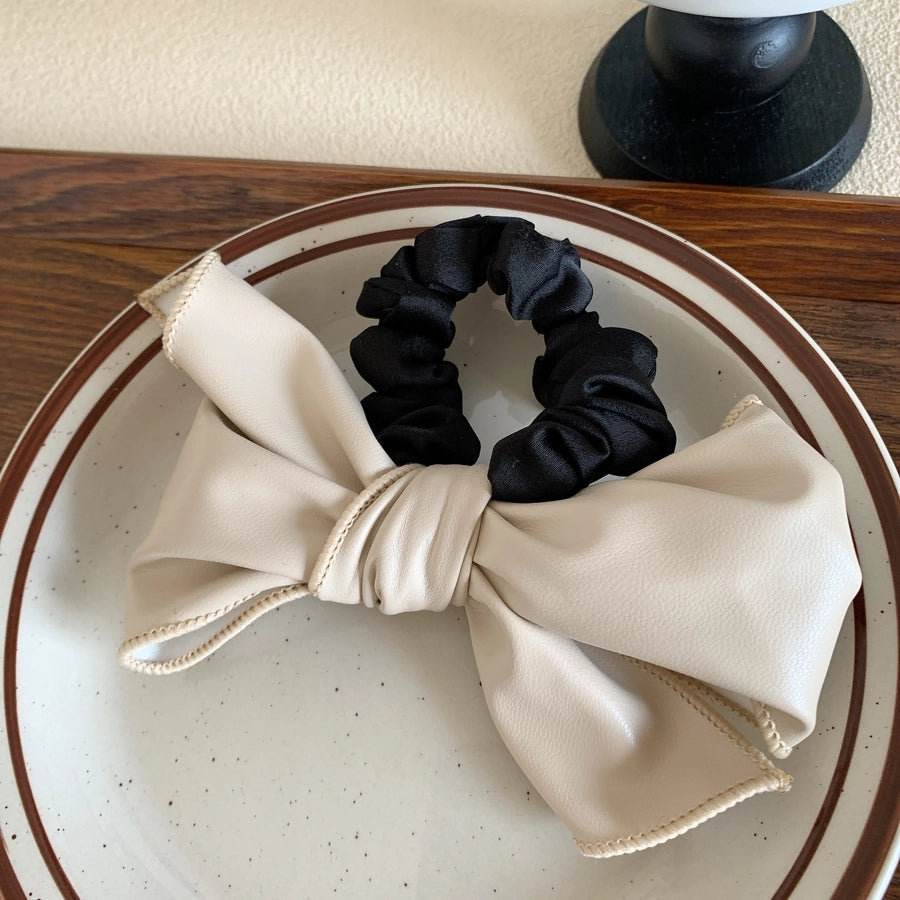 Women's Retro Bow Knot Pu Leather Hair Tie