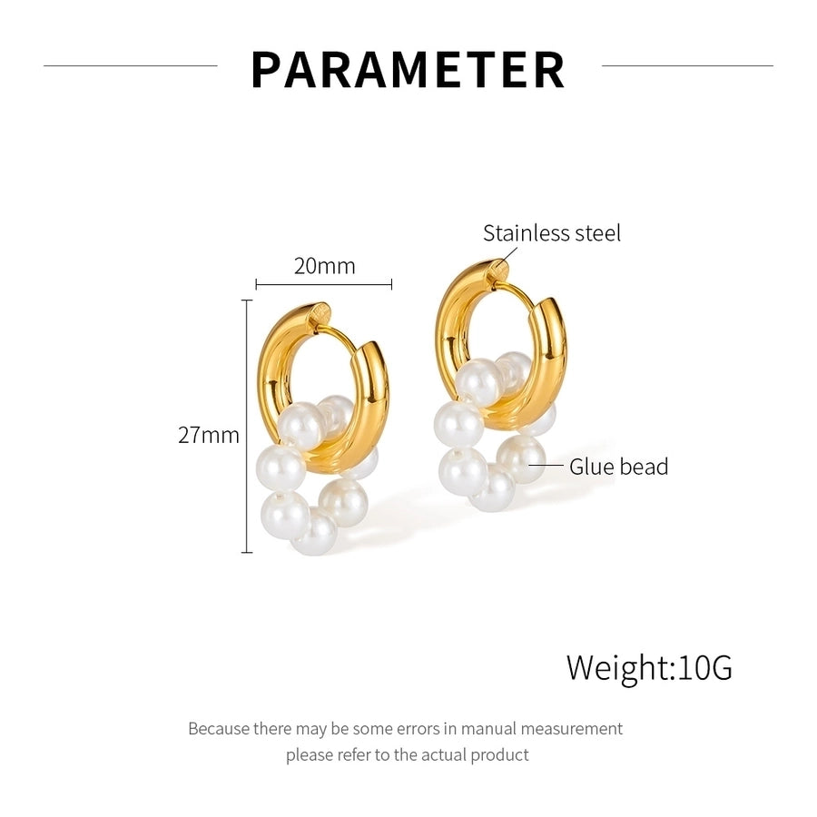 1 Pair French Style Geometric Pearl chain 304 Stainless Steel 18K Gold Plated Drop Earrings