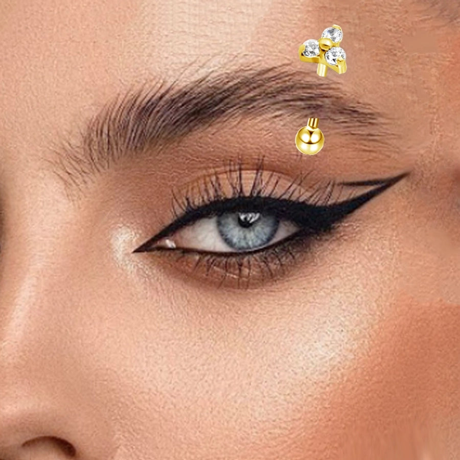 1 Piece Eyebrow Studs Casual Classic Style Oversized Sunflower Pure Titanium Titanium Alloy Zircon 14K Gold Plated White Gold Plated Eyebrow Studs