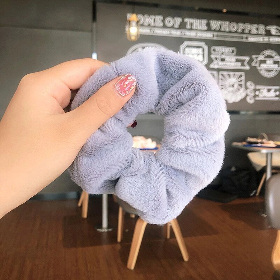 cute solid color cloth flannel hair tie