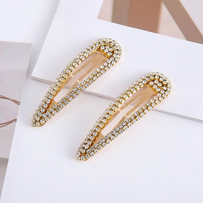 Women's Luxurious Sweet Shiny Geometric Iron Inlay Rhinestones Hair Clip